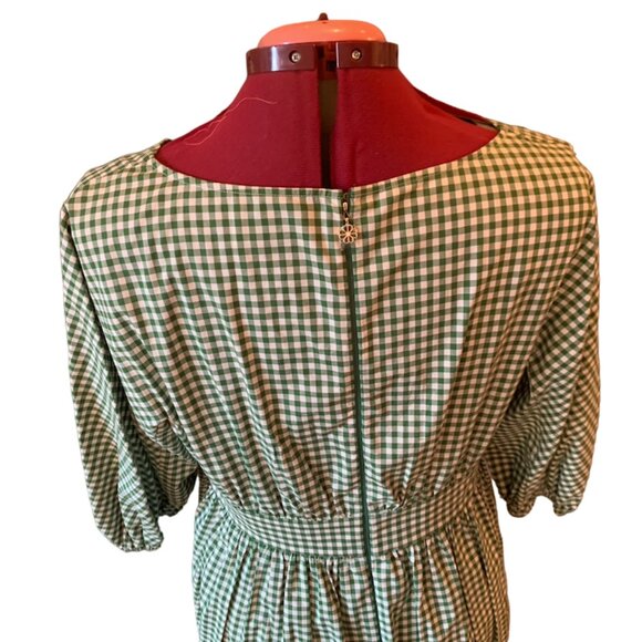 KATE SPADE Mini Gingham Bodega Dress with pockets peasant sleeves - Size: 12 - Picture 9 of 11